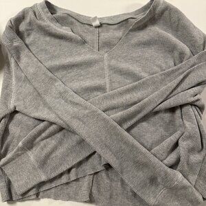BP Grey Crop Long Sleeve Lightweight Sweater